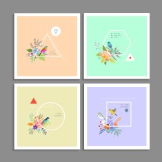 Collection of trendy creative cards N5