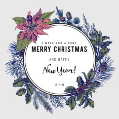 Vintage vector card Merry Christmas And Happy New Year N5