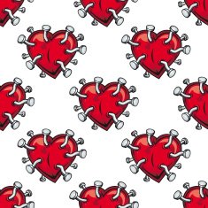 Seamless hearts studded with nails