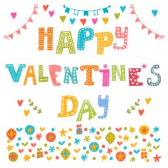 Happy Valentine's Day poster Cute greeting card