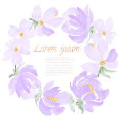 Watercolor Flowers round frame
