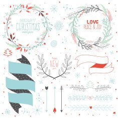 Christmas calligraphic wishes and winter elements N11