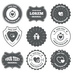 Valentine day icons Love heart timer sign N16