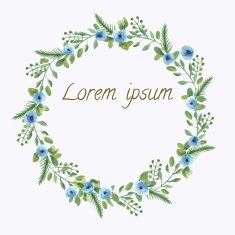 Watercolor Leaf and Flowers round frame N2