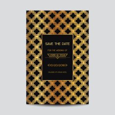 Wedding Invitation Card in Art Deco Vintage Style