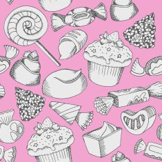 Vector seamless chocolate candy pattern retro graphic sweets background