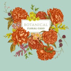 Vintage Greeting Card with Blooming Peonies N3