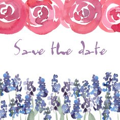 Save The Date invitation with watercolor roses N4