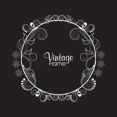 Rounded frame with floral decoration
