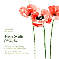Vector background with red watercolor poppies N4