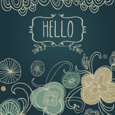 hand drawn hello card with abstract background N2