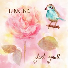 'Think big start small' watercolor inspirational card