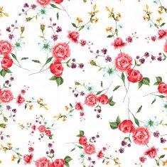 Vintage style watercolour rose seamless background pattern N2