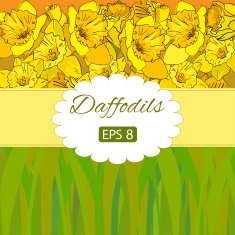 Vintage card with cute daffodils background N2