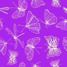 Seamless pattern of butterflies contours N2
