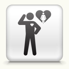 Square Button with in Love Stick Figure
