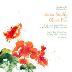 Vector background with orange watercolor nasturtium N8