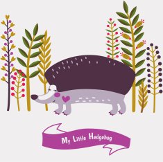 Cute little hedgehog with flowers N2