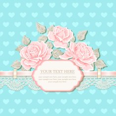 Vintage background with roses ribbon lace