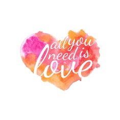 Beautiful watercolor heart with quotes love Vector N2