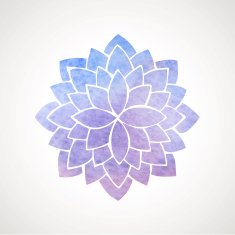 Watercolor lotus flower blue and violet
