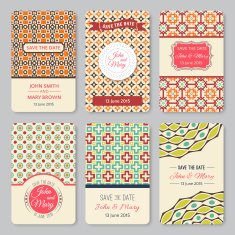 Set of perfect wedding templates with pattern theme