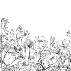 Vector elegance floral background with graphic spring flowers N2