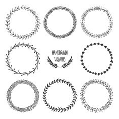 Set of handdrawn wreaths N2
