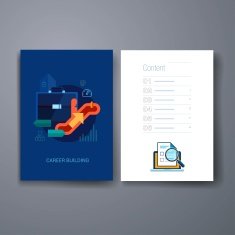 Modern career promotion and human resources flat icon cards design N2