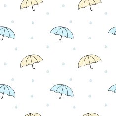 cute pastel cartoon umbrellas seamless pattern illustration