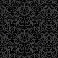 Black damask vintage floral pattern N2