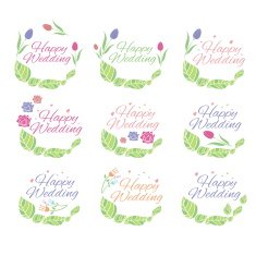 Illustration set of floral label for wedding Vector N2