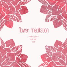Seamless pattern with hand-drawn watercolor pink flowers