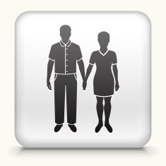 Square Button with Couple Holding Hands N2