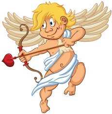 Cupid is shooting from the bow Illustration with simple gradients