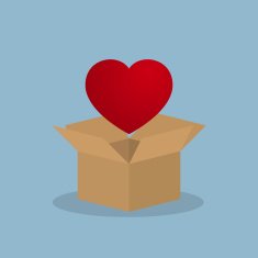 red heart over opened box