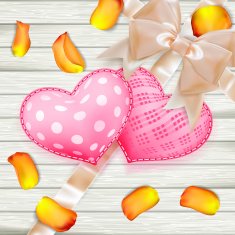 Valentines Day toys on wooden plates EPS 10 N4