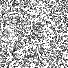 Pattern with flower and birds N7