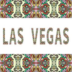 Las Vegas sign with tribal ethnic ornament Decorative frame border