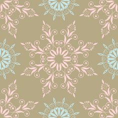 Beautiful floral pattern in vintage colours with blue and pink
