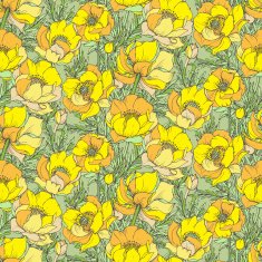 Vector seamless pattern with graphic spring flowers N4
