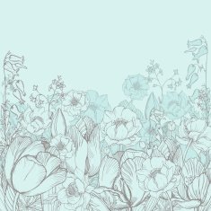 Vector elegance floral background with graphic spring flowers N3