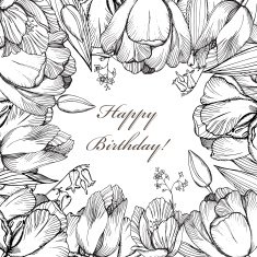 Vector elegance floral background with graphic spring flowers N5