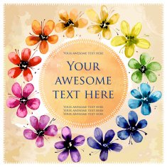 Square postcard with watercolor flowers N6