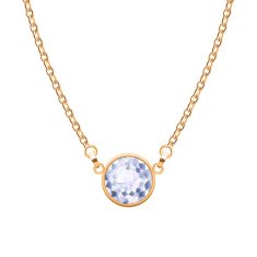 Golden chain necklace with round diamond pendant