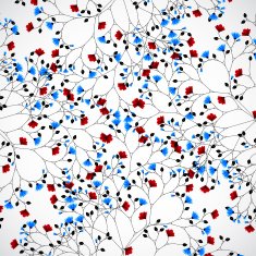 Abstract nature background with red and blue flowers N3