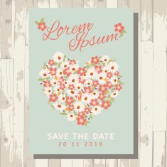 vintage flower wedding card vector