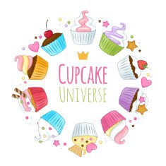 Sweet cupcakes background Colorful illustration N2