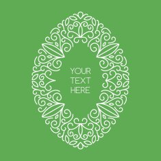 Vector line art style oval frame Abstract floral decorative background