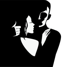 black and white silhouette of a woman man